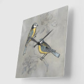 Versilberte Vogel-Paare des Aviary-| Quadratische Wanduhr (Winkel)