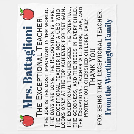 Version 3 Außergewöhnlicher Lehrer Vielen Dank Fleecedecke (Vorderseite)