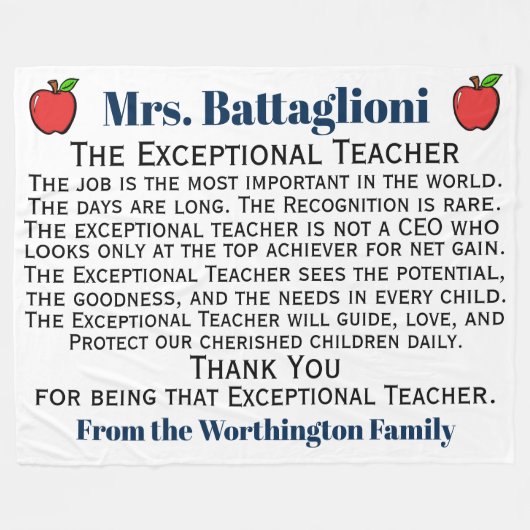 Version 3 Außergewöhnlicher Lehrer Vielen Dank Fleecedecke (Vorderseite (Horizontal))