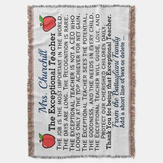 Version 5 Außergewöhnlicher Lehrer Danke Theme Decke (Vorderseite Vertikal)