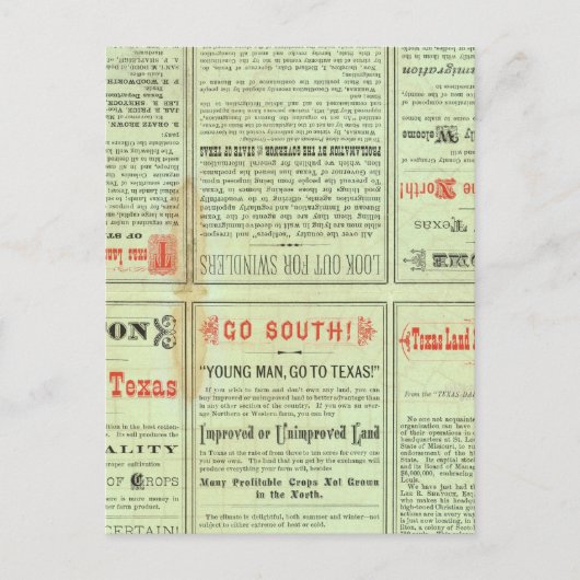 Verso Staat von Texas Postkarte (Vorderseite)