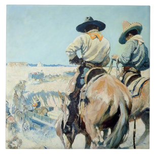 Versorgungswagen Western Art von NC Wyeth Fliese