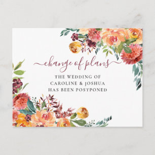 Verspätete Blume des Hochzeitsfalls Postkarte