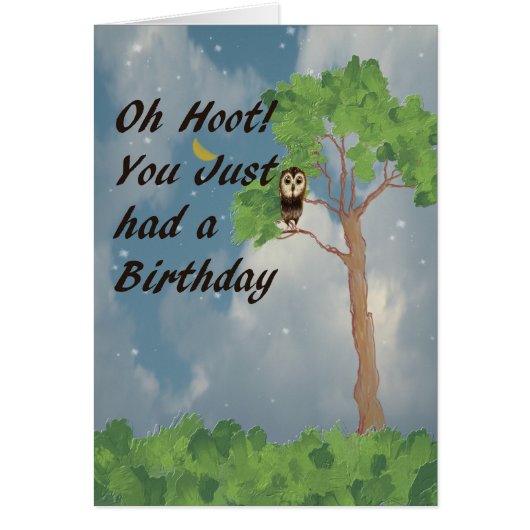 Verspätete Geburtstagskarte mit Niedlichem Burrowl (Vorne)
