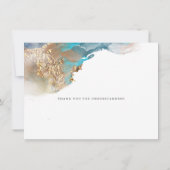 Verspätete Hochzeit Aquamarin und Gold Abstrakt Einladung (Rückseite)