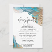 Verspätete Hochzeit Aquamarin und Gold Abstrakt Einladung (Vorderseite)