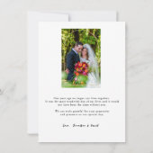 Verspätete Hochzeit Dankeschön Karte (Rückseite)