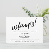 Verspätete Hochzeit humorvoll "Whoops"!Ankündigung Einladung (Stehend Vorderseite)