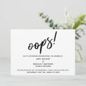 Verspätete Hochzeit humorvolle "Oops"!Ankündigung Einladung (Stehend Vorderseite)