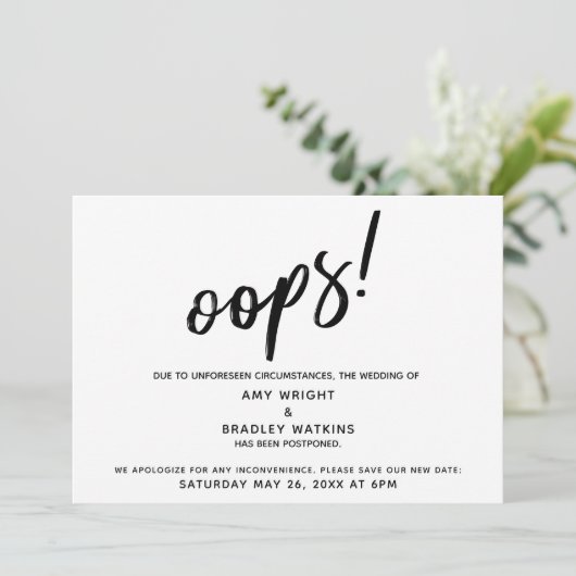 Verspätete Hochzeit humorvolle "Oops"!Ankündigung Einladung (Stehend Vorderseite)