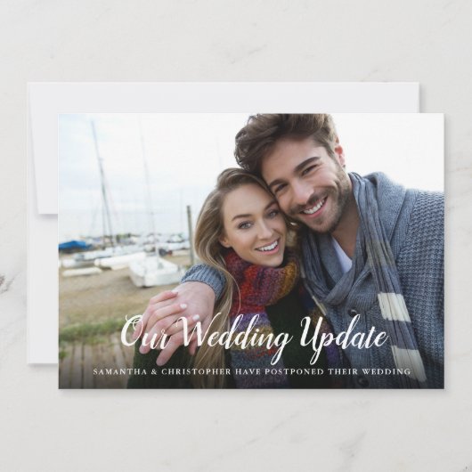 Verspätete Hochzeit mit Foto-Kalligrafie Einladung (Vorderseite)