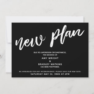 Verspätete Hochzeit Neue Plan Schwarze Ankündigung