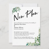 Verspätete Hochzeit "Neuer Plan mit Eukalyptus-Kar Einladung (Vorderseite)
