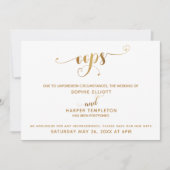 Verspätete Hochzeit "Oops!" Gold Heart Script Einladung (Vorderseite)