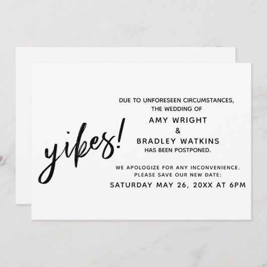 Verspätete Hochzeit Spaß Announcement Yikes! Einladung (Vorne/Hinten)