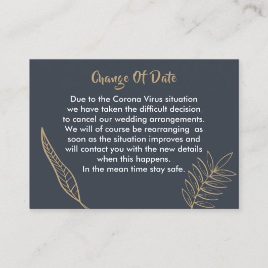 Verspätete Hochzeitänderung Begleitkarte (Vorderseite)