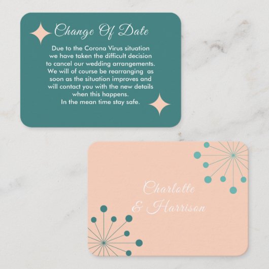 Verspätete Hochzeitänderung Begleitkarte (Vorne/Hinten)