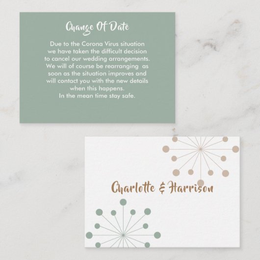 Verspätete Hochzeitänderung Begleitkarte (Vorne/Hinten)