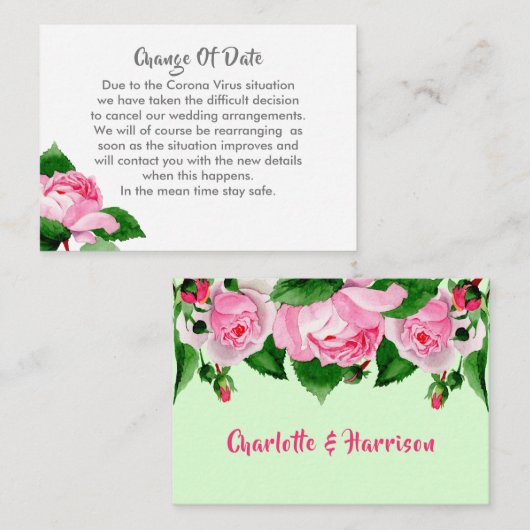 Verspätete Hochzeitänderung Begleitkarte (Vorne/Hinten)