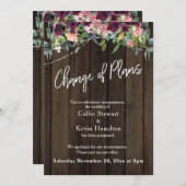 Verspätete Hochzeitänderung der Pläne Blumenholzka Einladung (Vorne/Hinten)