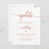 Verspätete Hochzeitdatum Ankündigung Rose Gold Postkarte (Vorne/Hinten)