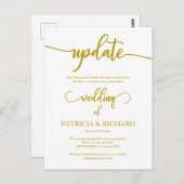 Verspätete Hochzeitdatumankündigung Gold Postkarte (Vorne/Hinten)