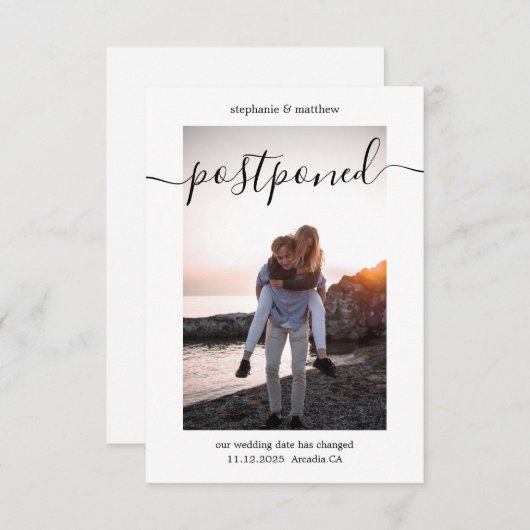 Verspätete Hochzeiten ändern das Foto Datum Save The Date (Vorne/Hinten)