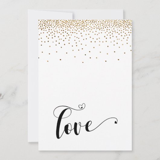 Verspätete Hochzeiten Gold Confetti & Hearts Einladung (Rückseite)