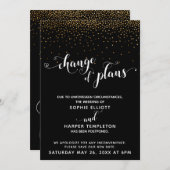 Verspätete HochzeitGold-Black-Änderung der Pläne-K Einladung (Vorne/Hinten)