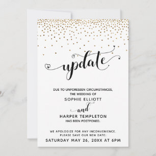 Verspätete HochzeitGold-Confetti- & Herz-Update Einladung
