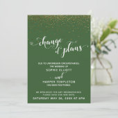Verspätete HochzeitGold Green Change of Plans Card Einladung (Stehend Vorderseite)