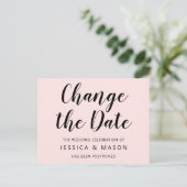 Verspätete Hochzeitsankündigung ändern das Datum Postkarte (Stehend Vorderseite)