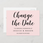 Verspätete Hochzeitsankündigung ändern das Datum Postkarte (Vorne/Hinten)
