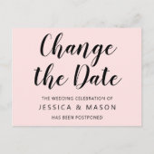 Verspätete Hochzeitsankündigung ändern das Datum Postkarte (Vorderseite)