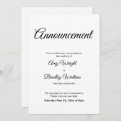 Verspätete Hochzeitsankündigung Elegante Karte (Vorne/Hinten)