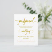 Verspätete Hochzeitsankündigung Elegantes Gold Postkarte (Stehend Vorderseite)