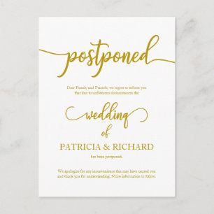 Verspätete Hochzeitsankündigung Elegantes Gold Postkarte