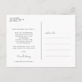 Verspätete Hochzeitsankündigung Postkarte (Rückseite)
