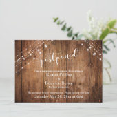 Verspätete Hochzeitsankündigung Rustikale Holzleuc Einladung (Stehend Vorderseite)