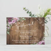 Verspätete Hochzeitsankündigung Wood Lights Blume Einladung (Stehend Vorderseite)