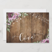 Verspätete Hochzeitsankündigung Wood Lights Blume Einladung (Rückseite)