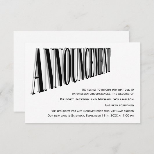 Verspätete Hochzeitsbenachrichtigung Save The Date (Vorne/Hinten)