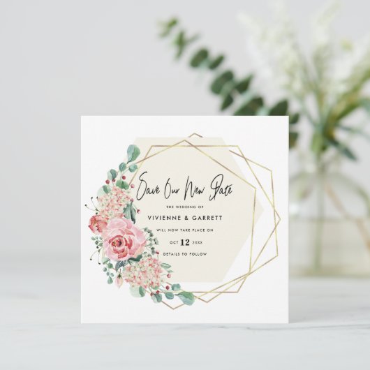 Verspätete Hochzeitsszenario Save The Date (Stehend Vorderseite)