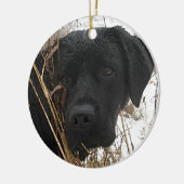 Verspätete Saisonjagd - Schwarzes Labor - Labrador Keramik Ornament (Links)