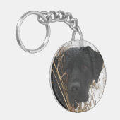 Verspätete Saisonjagd - Schwarzes Labor - Labrador Schlüsselanhänger (Vorderseite links)