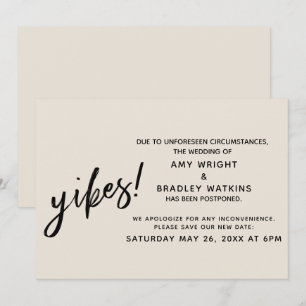 Verspätete Spaß Yikes für Hochzeiten! Cremeankündi Einladung