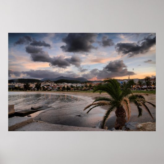Verspäteter Abend am Strand von Rethymnon auf Kret Poster (Vorne)