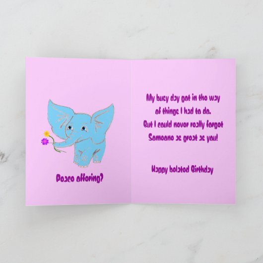 verspäteter Elefant, Karte (Innenseite)