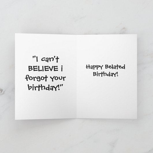 Verspäteter Geburtstag Karte (Innenseite)