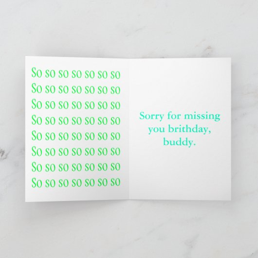 Verspäteter Geburtstag Karte (Innenseite)